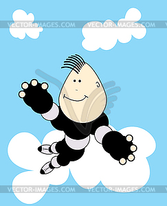 Funny kid on cloud - vector clipart