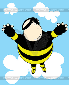 Funny kid on cloud - vector image