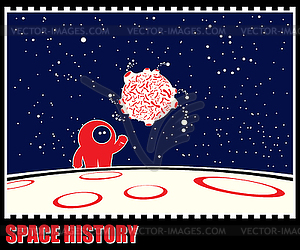 Funny monster in space - vector clip art