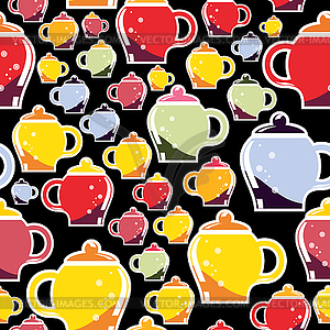 Красочные чашки - бесшовный фон - иллюстрация в векторном формате