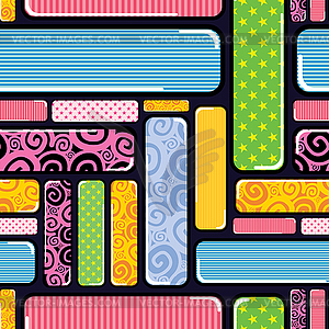 Decorative seamless with colorful elements. Pattern - color vector clipart