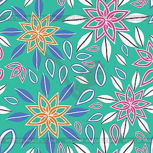 Flowers - seamless pattern - color vector clipart