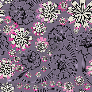 Flowers - seamless pattern - vector image