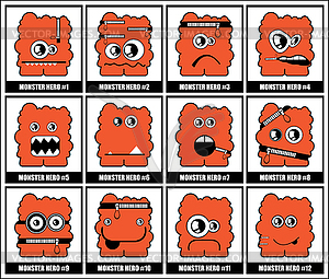 Twelve colorful monsters - vector image