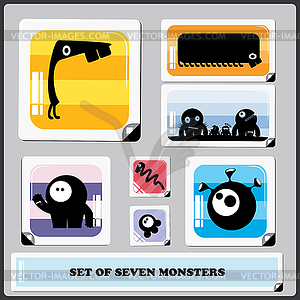 Set of Seven colorful monsters - vector image
