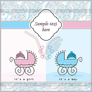 Two prams for girls and boys. cartoon  of p - vector image