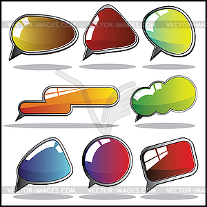 Set of eight colorful speech and thought bubbles - vector clip art