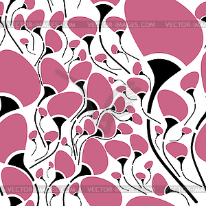 Decorative pink flowers on white background - seamless  - vector image