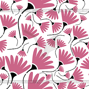 Decorative pink flowers on white background - seamless  - vector clipart