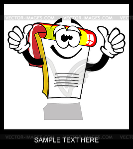 Funny cartoon notepad on white background - vector clipart