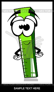 Funny cartoon ruler on white background - vector image