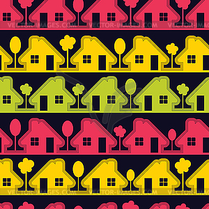 Colorful houses on black background - vector EPS clipart