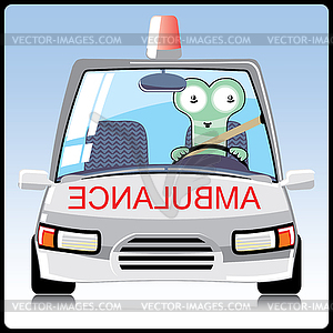 Monster in the ambulance - vector image