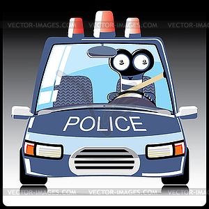 Monster in police car - vector clipart