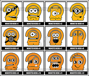 Set of Twelve yellow monsters - vector clip art