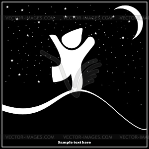 A child walking in the night - vector clipart