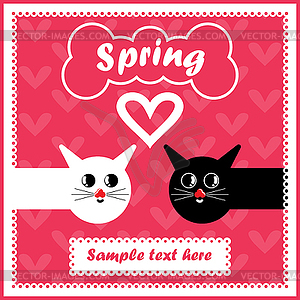 Vector card with motley cats in love - stock vector clipart