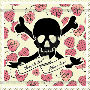 Skull with flowers - vector image