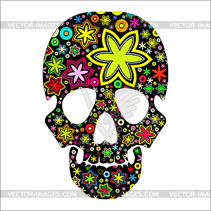 Skull in flowers - vector EPS clipart