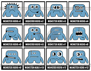 Двенадцать красочных монстров - векторный дизайн
