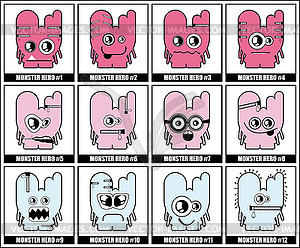 Twelve colorful monsters - vector clipart