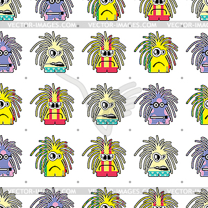 Seamless background of monsters - vector clipart