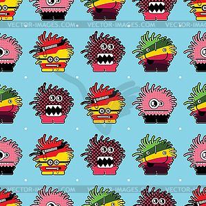 Seamless background of monsters - vector clipart