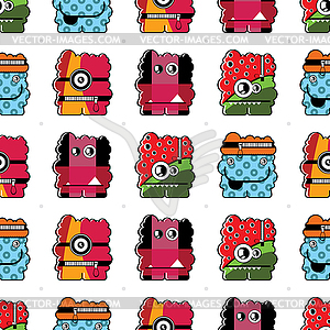 Seamless background of monsters - vector clipart