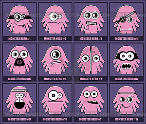 Set of twelve monsters - vector clip art