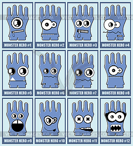 Set of twelve monsters - vector clipart