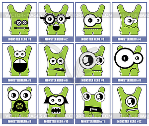 Set of twelve monsters - vector clipart