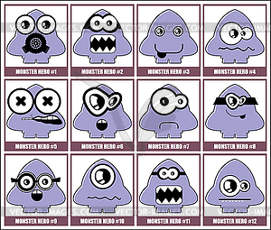 Set of twelve monsters - vector image