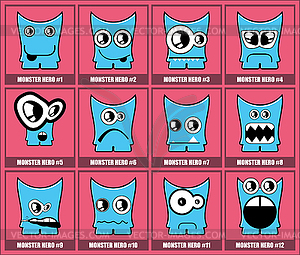 Set of twelve monsters - vector image