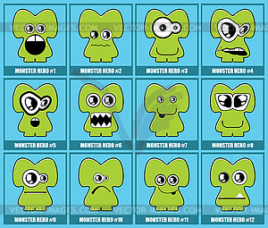 Set of twelve monsters - vector clip art