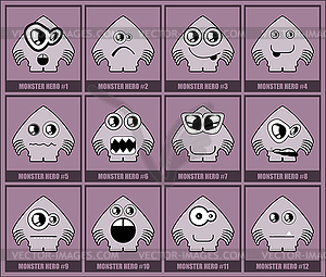 Set of twelve monsters - vector image