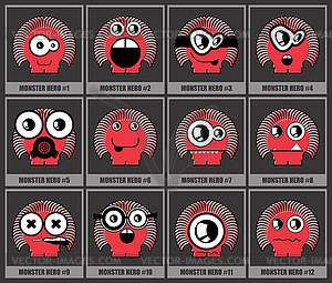 Set of twelve monsters - vector image