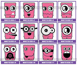 Set of twelve monsters - vector clip art