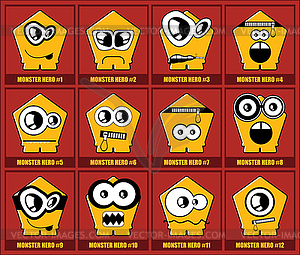 Set of twelve monsters - color vector clipart