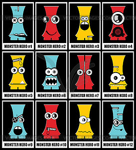 Set of twelve monsters - vector clip art