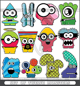 Set of monsters - vector clipart