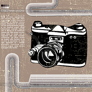 Grunge retro camera - vector clip art