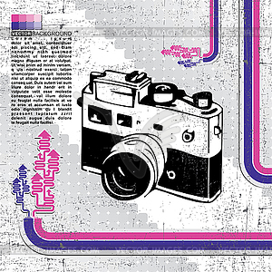 Grunge retro camera - vector clipart