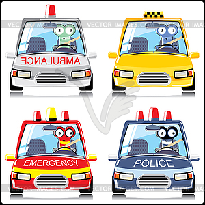 Set of monsters in the special cars - vector image