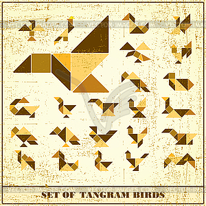 Set of grunge tangram birds  elements for desig - royalty-free vector clipart