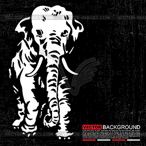 Retro elephant - grunge background - vector clipart