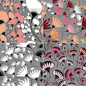 Set of four Floral seamless pattern - vector clipart