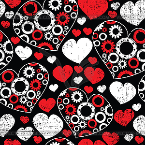 Seamless pattern with red and white hearts - vector clipart