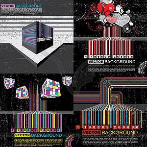 Набор из четырех фонов Grunge штрих-кода - изображение в векторе