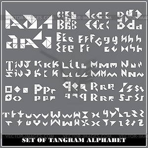 Tangram set alphabet - vector clipart