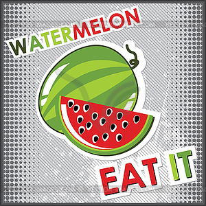 Watermelon and slice - vector image